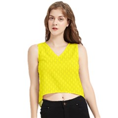 Soft Pattern Yellow V-neck Cropped Tank Top by PatternFactory