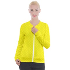 Soft Pattern Yellow Casual Zip Up Jacket by PatternFactory