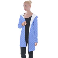 Soft Pattern Blue Longline Hooded Cardigan by PatternFactory