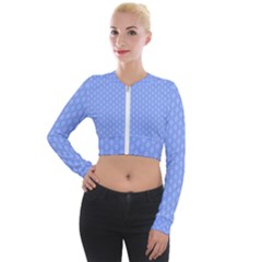 Soft Pattern Blue Long Sleeve Cropped Velvet Jacket by PatternFactory