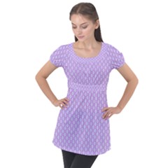 Soft Pattern Lilac Puff Sleeve Tunic Top by PatternFactory