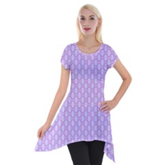 Soft Pattern Lilac Short Sleeve Side Drop Tunic by PatternFactory