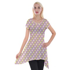 Soft Pattern Rose Short Sleeve Side Drop Tunic by PatternFactory