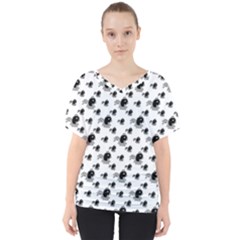 Sketchy Style Black Birds Motif Pattern V-neck Dolman Drape Top by dflcprintsclothing