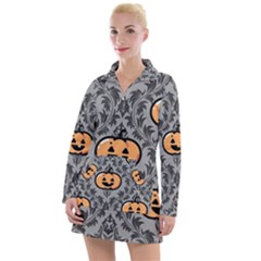 Pumpkin Pattern Women s Long Sleeve Casual Dress by NerdySparkleGoth
