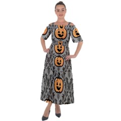 Pumpkin Pattern Shoulder Straps Boho Maxi Dress  by NerdySparkleGoth