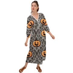 Pumpkin Pattern Grecian Style  Maxi Dress by NerdySparkleGoth