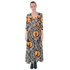Pumpkin Pattern Button Up Maxi Dress by NerdySparkleGoth