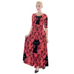 Cat Pattern Half Sleeves Maxi Dress by NerdySparkleGoth