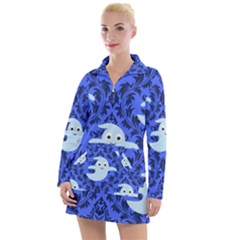 Ghost Pattern Women s Long Sleeve Casual Dress by NerdySparkleGoth