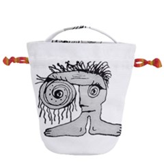 Weird Fantasy Creature Drawing Drawstring Bucket Bag by dflcprintsclothing