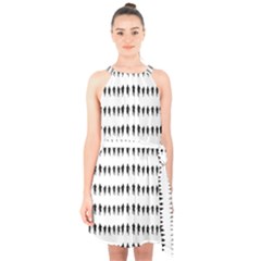 Athletic Running Graphic Silhouette Pattern Halter Collar Waist Tie Chiffon Dress by dflcprintsclothing