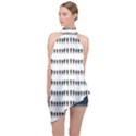 Athletic Running Graphic Silhouette Pattern Halter Asymmetric Satin Top View1