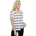 Athletic Running Graphic Silhouette Pattern Bow Sleeve Button Up Top View3