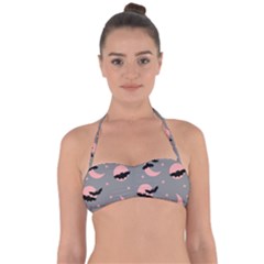 Bat Halter Bandeau Bikini Top by SychEva