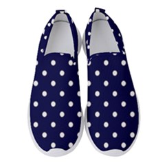 1950 Navy Blue White Dots Women s Slip On Sneakers by SomethingForEveryone