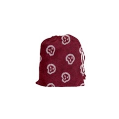 White Skulls On Red Shiny Background Drawstring Pouch (xs) by SychEva
