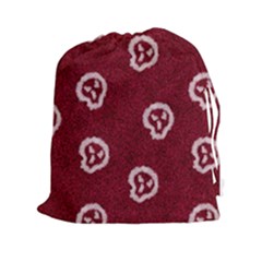White Skulls On Red Shiny Background Drawstring Pouch (2xl) by SychEva