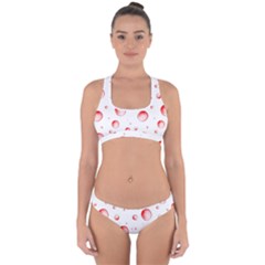 Red Drops On White Background Cross Back Hipster Bikini Set by SychEva