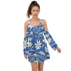 Folk Flowers Pattern Kimono Sleeves Boho Dress by Eskimos
