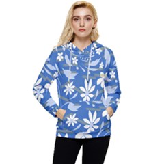 Folk Flowers Pattern Women s Lightweight Drawstring Hoodie by Eskimos