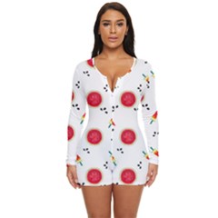 Slices Of Red And Juicy Watermelon Long Sleeve Boyleg Swimsuit by SychEva