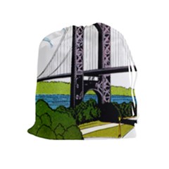 Bridge-vintage-clip-art-color Drawstring Pouch (xl) by Sudhe