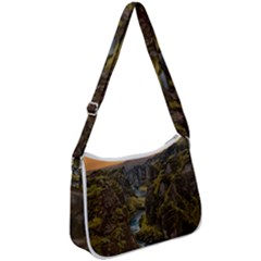 Landscape-cannon-river-mountain Zip Up Shoulder Bag by Sudhe
