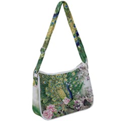 Peafowl Peacock Feather-beautiful Zip Up Shoulder Bag by Sudhe