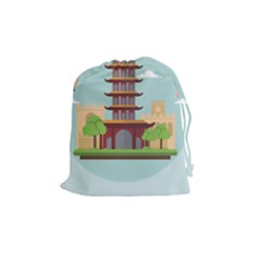 China-landmark-landscape-chinese Drawstring Pouch (medium) by Sudhe