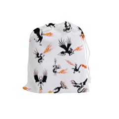 Dragon-phoenix-fire-bird-ancient Drawstring Pouch (large) by Sudhe