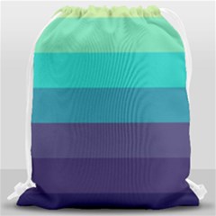 Blue Gradient Stripes  Drawstring Bag (large) by Dazzleway