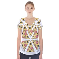 Pizza-slice-food-italian Short Sleeve Front Detail Top by Sudhe