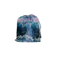 Sea-waves-ocean-water-beach-surf Drawstring Pouch (small) by Sudhe