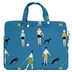 Girls Walk With Their Dogs Macbook Pro Double Pocket Laptop Bag by SychEva