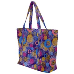 Multicolored Splashes And Watercolor Circles On A Dark Background Zip Up Canvas Bag by SychEva