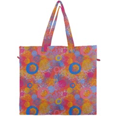 Multicolored Splashes And Watercolor Circles On A Dark Background Canvas Travel Bag by SychEva