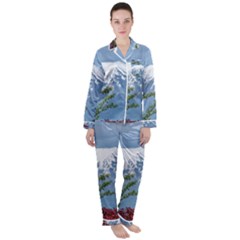 Mountain-mount-landscape-japanese Satin Long Sleeve Pajamas Set by Sudhe