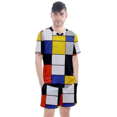Composition A By Piet Mondrian Men s Mesh Tee And Shorts Set by impacteesstreetweareight