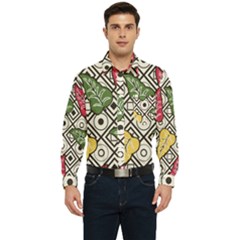 Leaves Foliage Batik Seamless Men s Long Sleeve Pocket Shirt  by Amaryn4rt