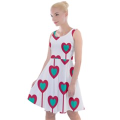 Red Hearts On A White Background Knee Length Skater Dress by SychEva