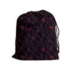 Pink Abstract Flowers With Splashes On A Dark Background  Abstract Print Drawstring Pouch (xl) by SychEva