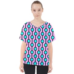 A Chain Of Blue Circles V-neck Dolman Drape Top by SychEva