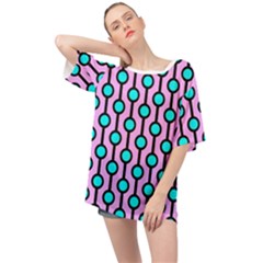 A Chain Of Blue Circles Oversized Chiffon Top by SychEva