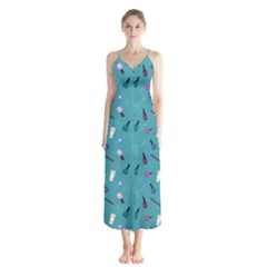 Manicure Supplies  Nail Polish Button Up Chiffon Maxi Dress by SychEva