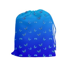 Butterflies At Blue, Two Color Tone Gradient Drawstring Pouch (xl) by Casemiro