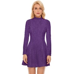 Leather Smooth 18-purple Long Sleeve Velour Longline Dress by skindeep