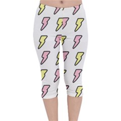 Pattern Cute Flash Design Velvet Capri Leggings  by brightlightarts