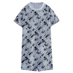 8 Bit Newspaper Pattern, Gazette Collage Black And White Kids  Boyleg Half Suit Swimwear by Casemiro
