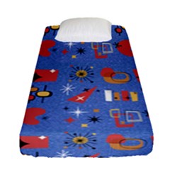 Blue 50s Fitted Sheet (single Size) by NerdySparkleGoth